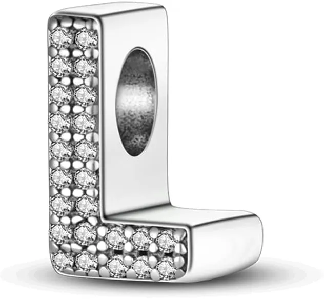 XWN Lettera Bead Charm Ciondolo Alfabeto Argento Sterling 925 con Cubic Zirconia Pendenti per Pandora Braccialetti, Compatibile con Braccialetti e Collane europei - immagine 1