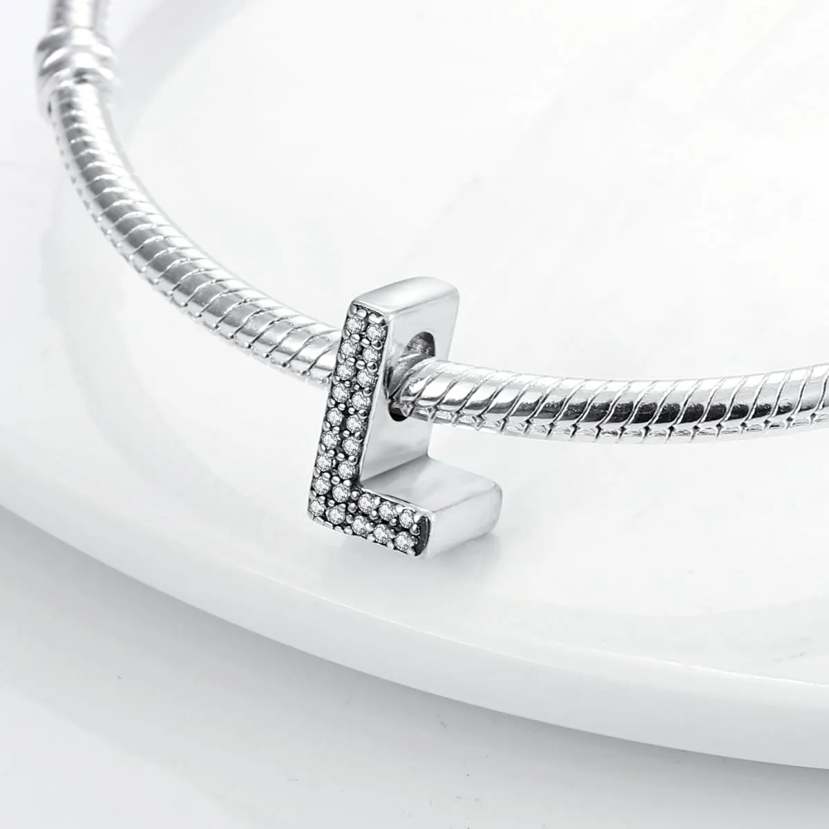 XWN Lettera Bead Charm Ciondolo Alfabeto Argento Sterling 925 con Cubic Zirconia Pendenti per Pandora Braccialetti, Compatibile con Braccialetti e Collane europei - immagine 5