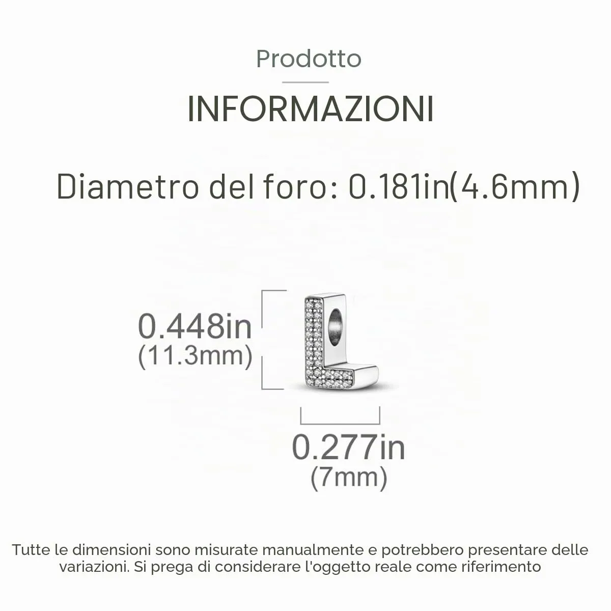 XWN Lettera Bead Charm Ciondolo Alfabeto Argento Sterling 925 con Cubic Zirconia Pendenti per Pandora Braccialetti, Compatibile con Braccialetti e Collane europei - immagine 6