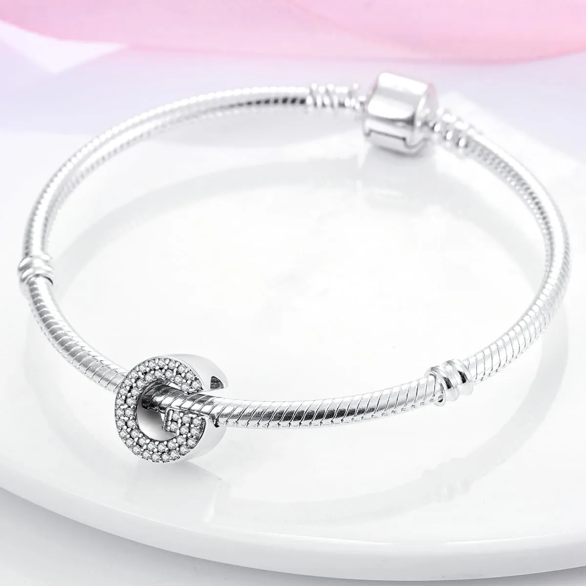 XWN Lettera Bead Charm Ciondolo Alfabeto Argento Sterling 925 con Cubic Zirconia Pendenti per Pandora Braccialetti, Compatibile con Braccialetti e Collane europei - immagine 4