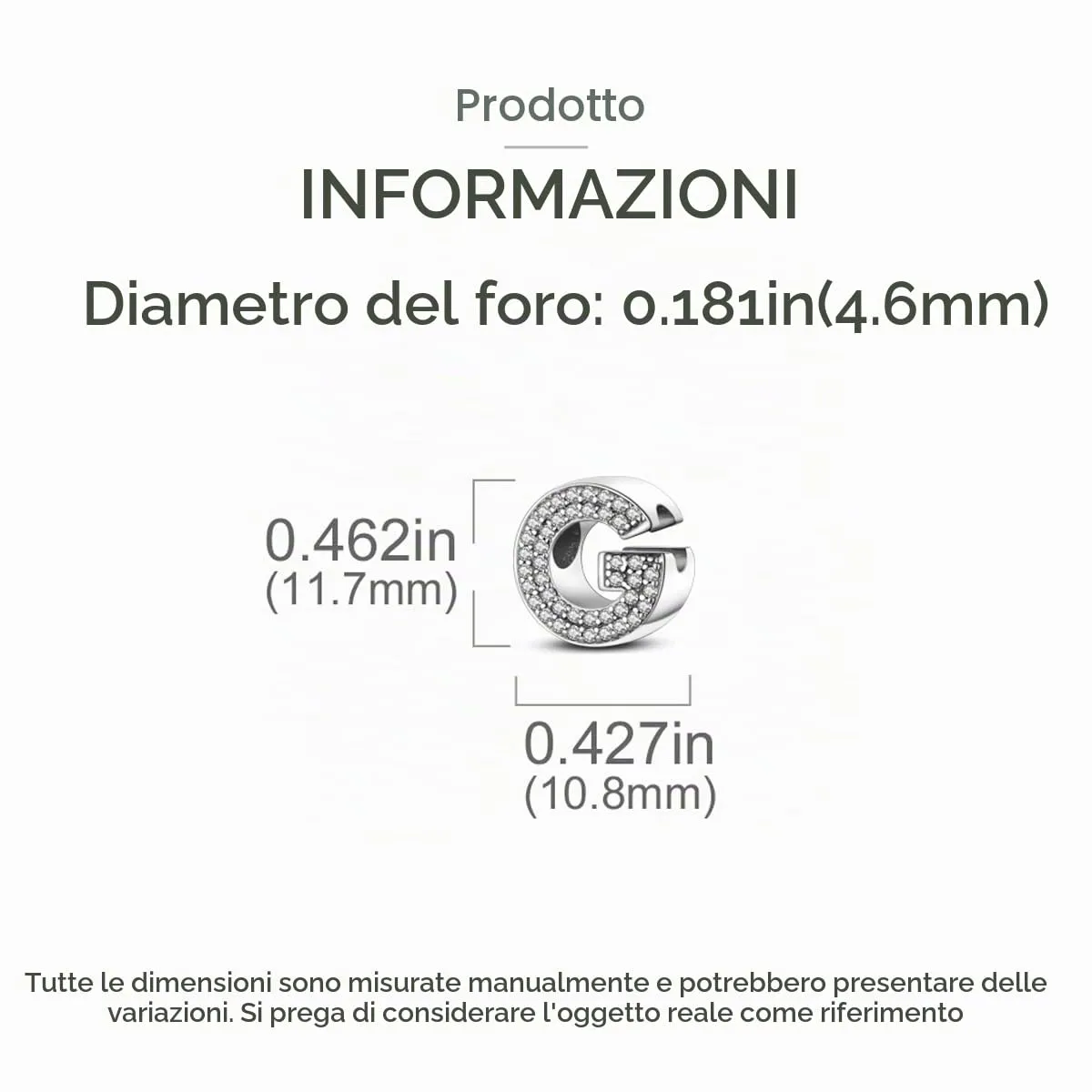 XWN Lettera Bead Charm Ciondolo Alfabeto Argento Sterling 925 con Cubic Zirconia Pendenti per Pandora Braccialetti, Compatibile con Braccialetti e Collane europei - immagine 6