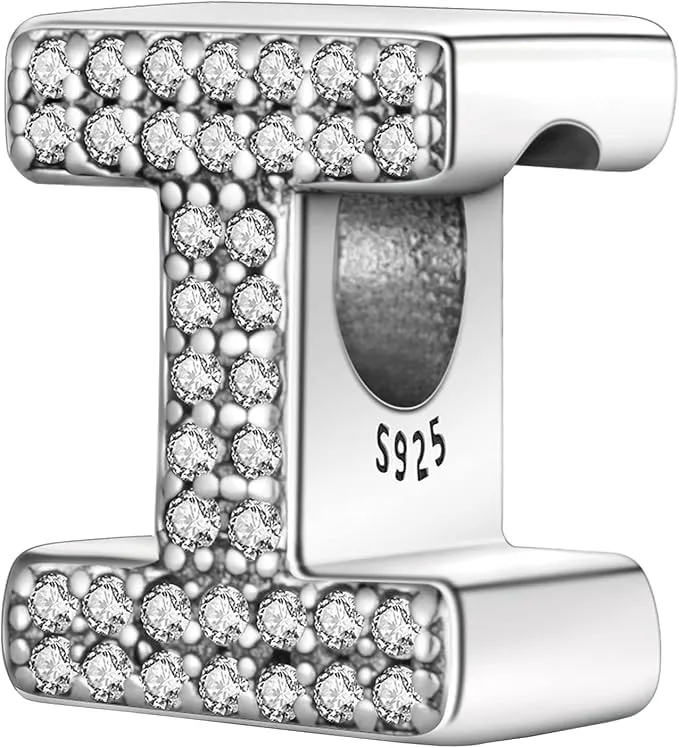 XWN Lettera Bead Charm Ciondolo Alfabeto Argento Sterling 925 con Cubic Zirconia Pendenti per Pandora Braccialetti, Compatibile con Braccialetti e Collane europei - immagine 1