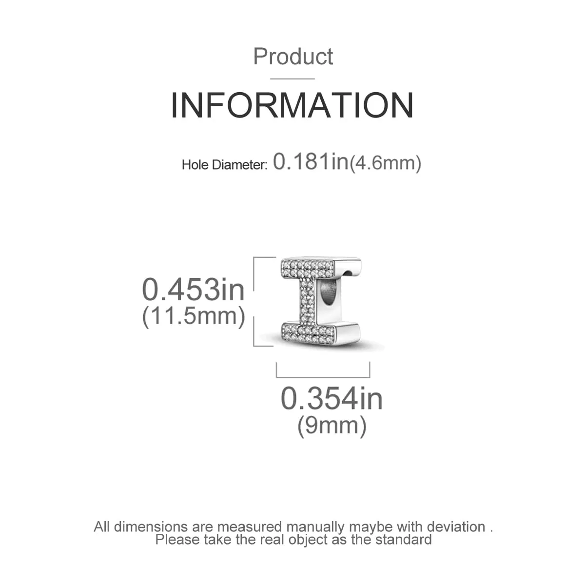 XWN Lettera Bead Charm Ciondolo Alfabeto Argento Sterling 925 con Cubic Zirconia Pendenti per Pandora Braccialetti, Compatibile con Braccialetti e Collane europei - immagine 6