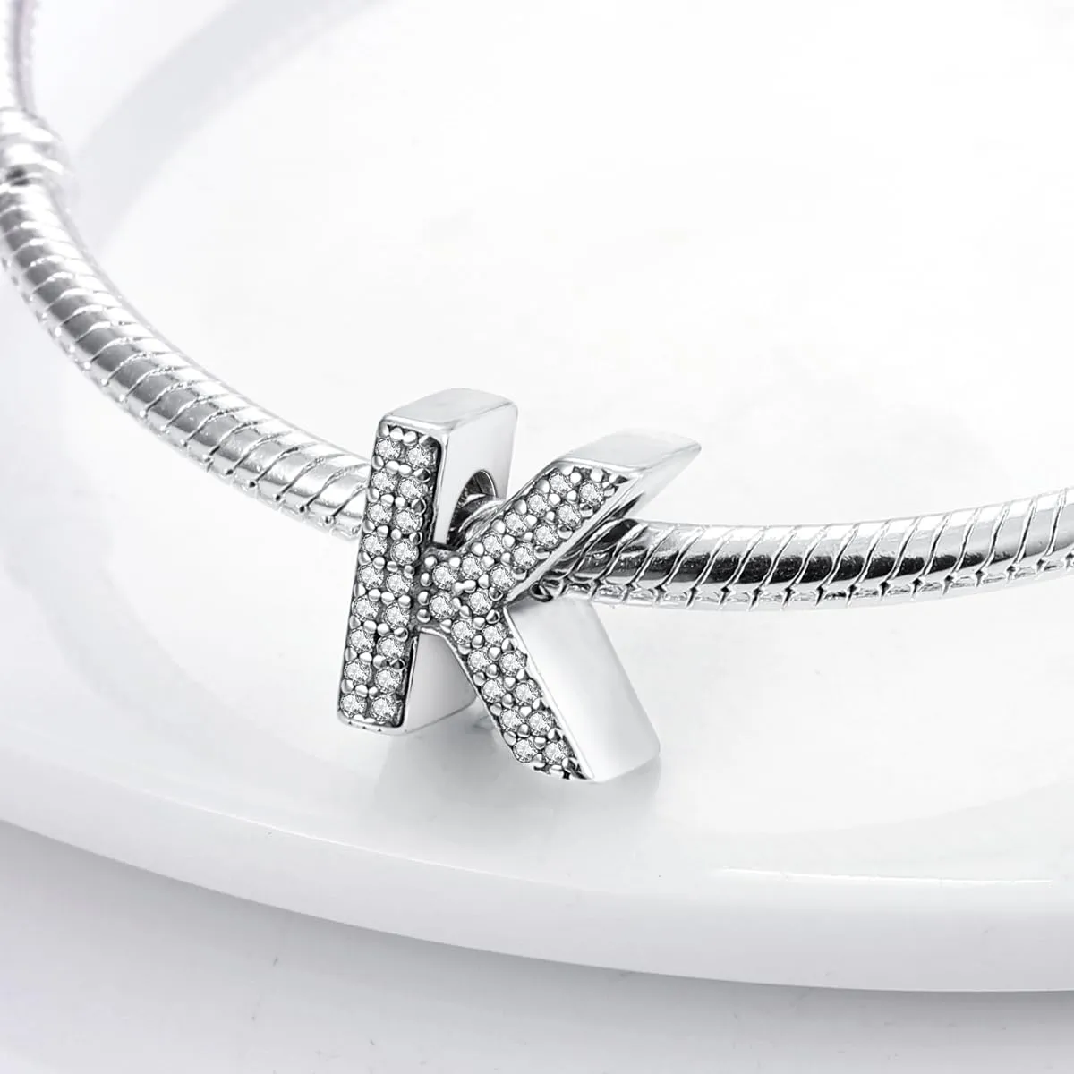 XWN Lettera Bead Charm Ciondolo Alfabeto Argento Sterling 925 con Cubic Zirconia Pendenti per Pandora Braccialetti, Compatibile con Braccialetti e Collane europei - immagine 5