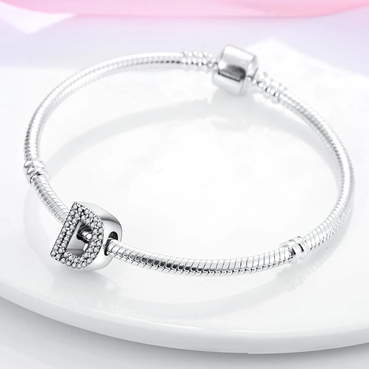 XWN Lettera Bead Charm Ciondolo Alfabeto Argento Sterling 925 con Cubic Zirconia Pendenti per Pandora Braccialetti, Compatibile con Braccialetti e Collane europei - immagine 4