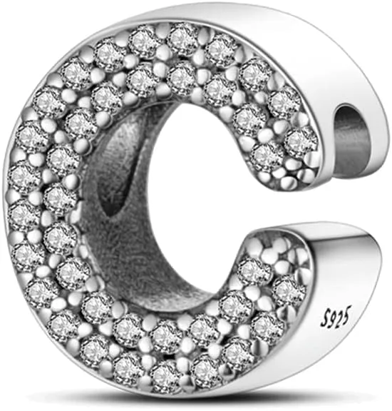 XWN Lettera Bead Charm Ciondolo Alfabeto Argento Sterling 925 con Cubic Zirconia Pendenti per Pandora Braccialetti, Compatibile con Braccialetti e Collane europei - immagine 1