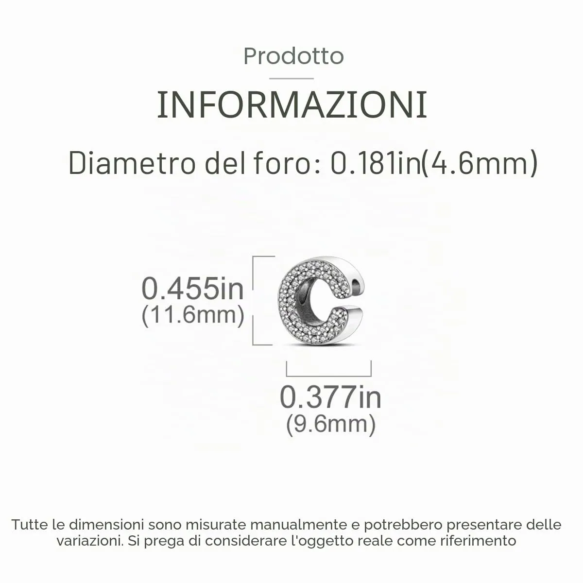 XWN Lettera Bead Charm Ciondolo Alfabeto Argento Sterling 925 con Cubic Zirconia Pendenti per Pandora Braccialetti, Compatibile con Braccialetti e Collane europei - immagine 6