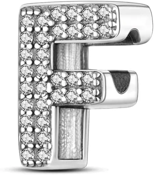 XWN Lettera Bead Charm Ciondolo Alfabeto Argento Sterling 925 con Cubic Zirconia Pendenti per Pandora Braccialetti, Compatibile con Braccialetti e Collane europei - immagine 1