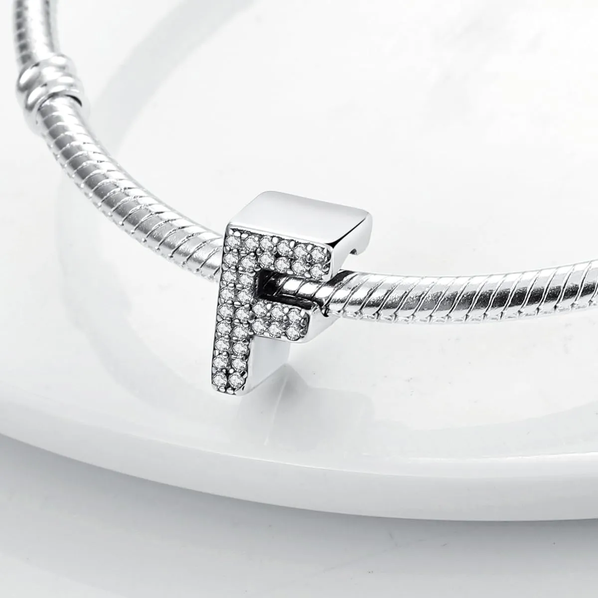 XWN Lettera Bead Charm Ciondolo Alfabeto Argento Sterling 925 con Cubic Zirconia Pendenti per Pandora Braccialetti, Compatibile con Braccialetti e Collane europei - immagine 5