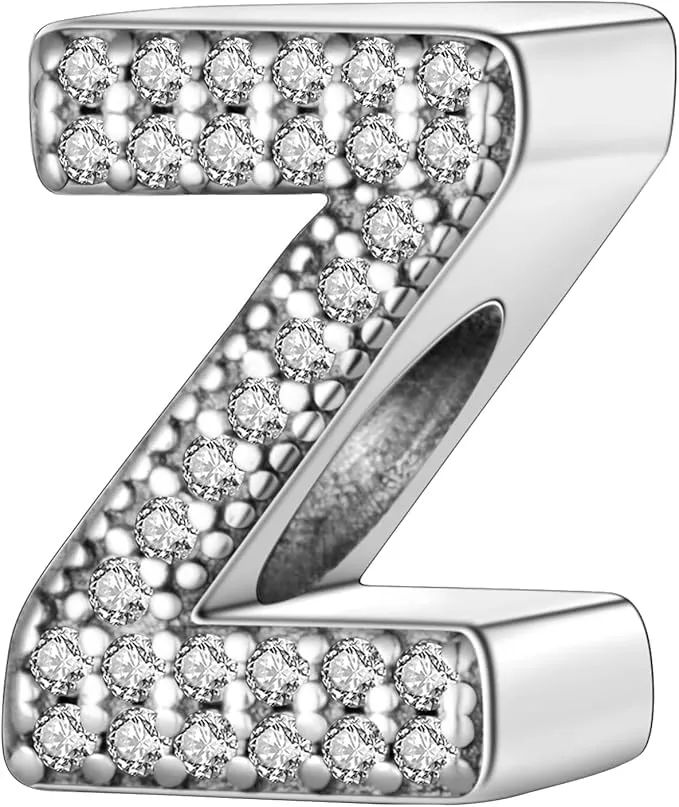 XWN Lettera Bead Charm Ciondolo Alfabeto Argento Sterling 925 con Cubic Zirconia Pendenti per Pandora Braccialetti, Compatibile con Braccialetti e Collane europei - immagine 1