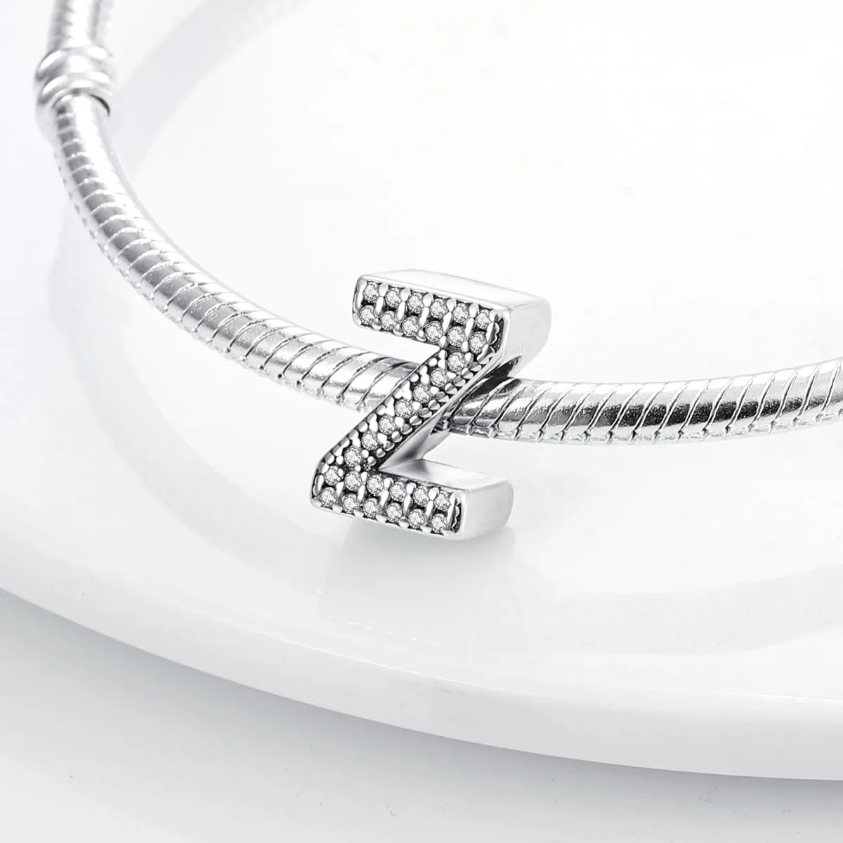 XWN Lettera Bead Charm Ciondolo Alfabeto Argento Sterling 925 con Cubic Zirconia Pendenti per Pandora Braccialetti, Compatibile con Braccialetti e Collane europei - immagine 5