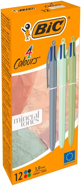 Bic 4 Colours Mineral Tones Boligrafo de Bola Retractil - Punta Media de 1.0mm - Colores Surtidos - immagine 1