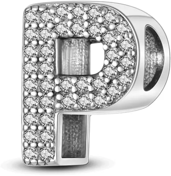 XWN Lettera Bead Charm Ciondolo Alfabeto Argento Sterling 925 con Cubic Zirconia Pendenti per Pandora Braccialetti, Compatibile con Braccialetti e Collane europei - immagine 1