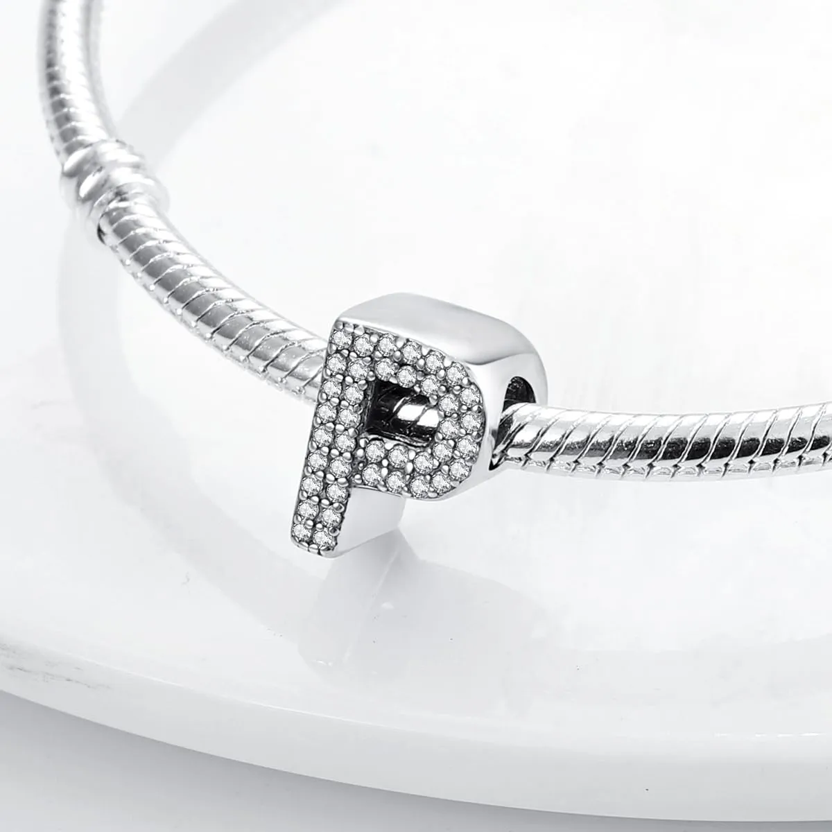 XWN Lettera Bead Charm Ciondolo Alfabeto Argento Sterling 925 con Cubic Zirconia Pendenti per Pandora Braccialetti, Compatibile con Braccialetti e Collane europei - immagine 5