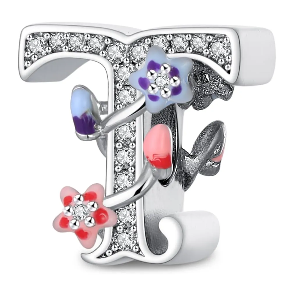 XWN Lettera Bead Charm Ciondolo Alfabeto Argento Sterling 925 con Cubic Zirconia Pendenti per Pandora Braccialetti, Compatibile con Braccialetti e Collane europei - immagine 1