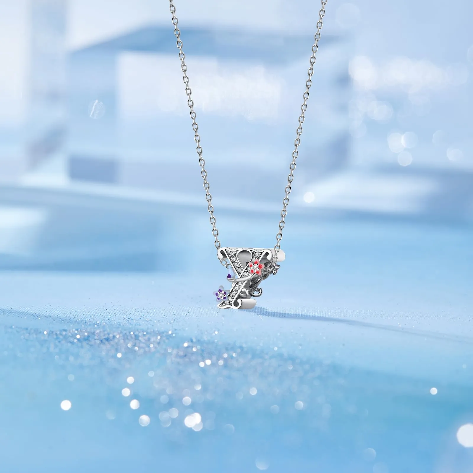XWN Lettera Bead Charm Ciondolo Alfabeto Argento Sterling 925 con Cubic Zirconia Pendenti per Pandora Braccialetti, Compatibile con Braccialetti e Collane europei - immagine 4