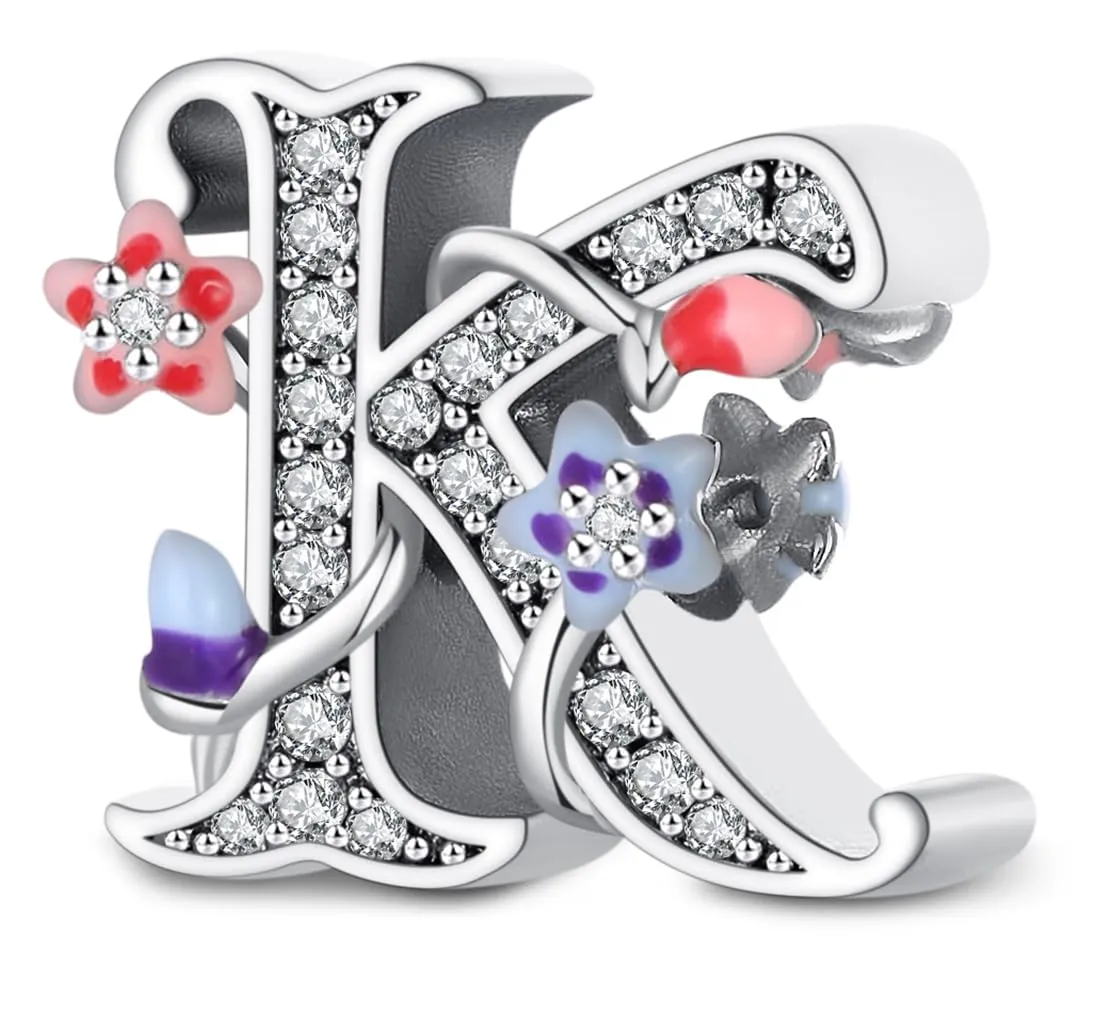 XWN Lettera Bead Charm Ciondolo Alfabeto Argento Sterling 925 con Cubic Zirconia Pendenti per Pandora Braccialetti, Compatibile con Braccialetti e Collane europei - immagine 1