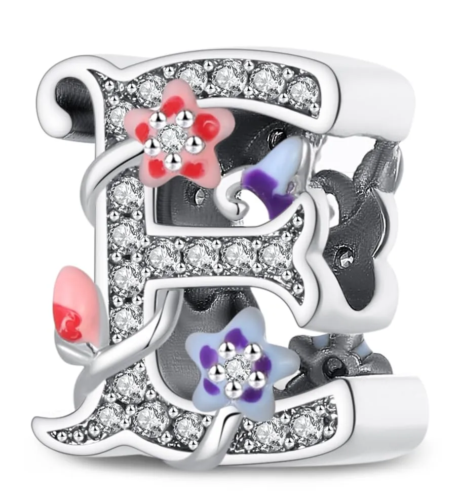 XWN Lettera Bead Charm Ciondolo Alfabeto Argento Sterling 925 con Cubic Zirconia Pendenti per Pandora Braccialetti, Compatibile con Braccialetti e Collane europei - immagine 1