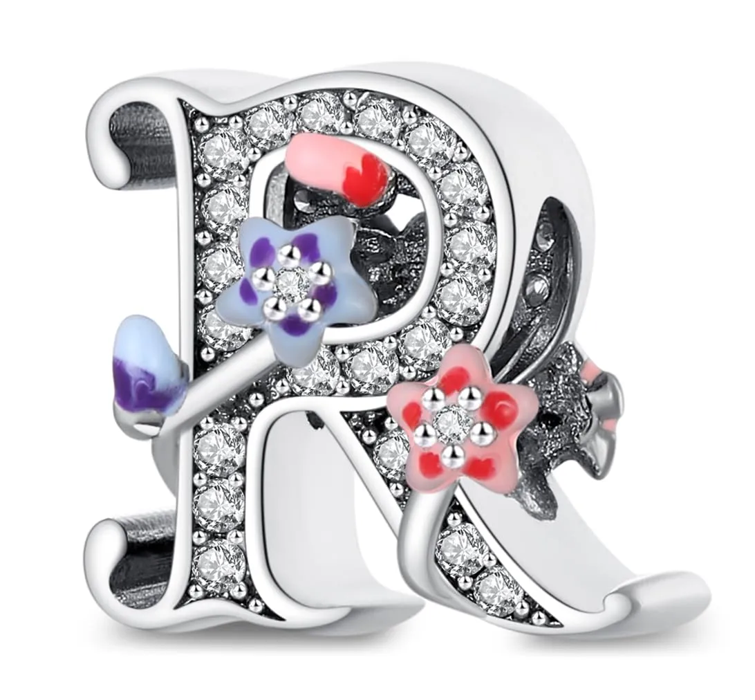 XWN Lettera Bead Charm Ciondolo Alfabeto Argento Sterling 925 con Cubic Zirconia Pendenti per Pandora Braccialetti, Compatibile con Braccialetti e Collane europei - immagine 1
