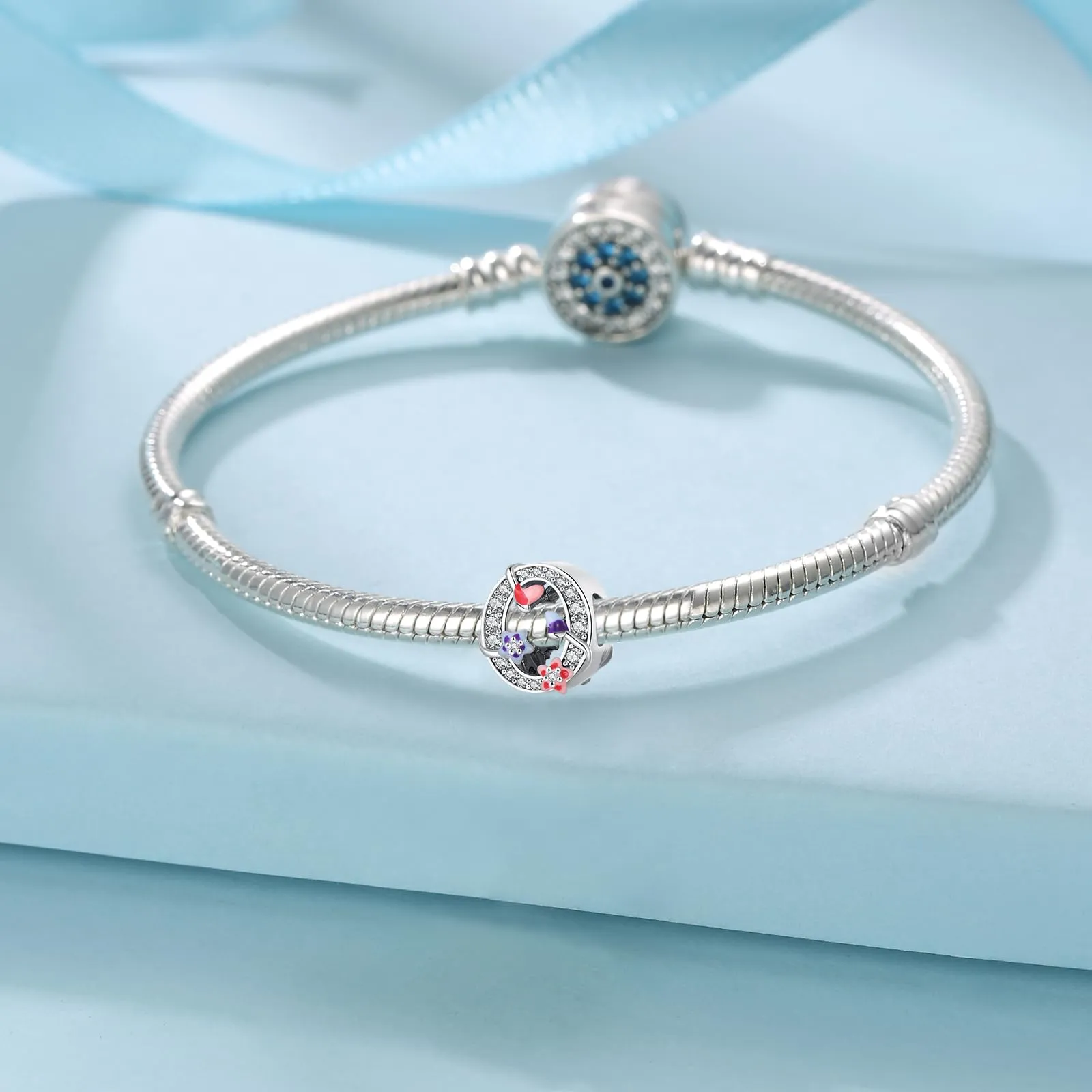 XWN Lettera Bead Charm Ciondolo Alfabeto Argento Sterling 925 con Cubic Zirconia Pendenti per Pandora Braccialetti, Compatibile con Braccialetti e Collane europei - immagine 2