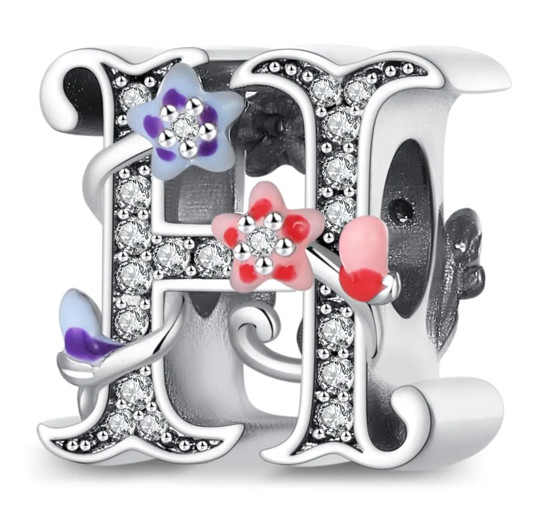XWN Lettera Bead Charm Ciondolo Alfabeto Argento Sterling 925 con Cubic Zirconia Pendenti per Pandora Braccialetti, Compatibile con Braccialetti e Collane europei - immagine 1