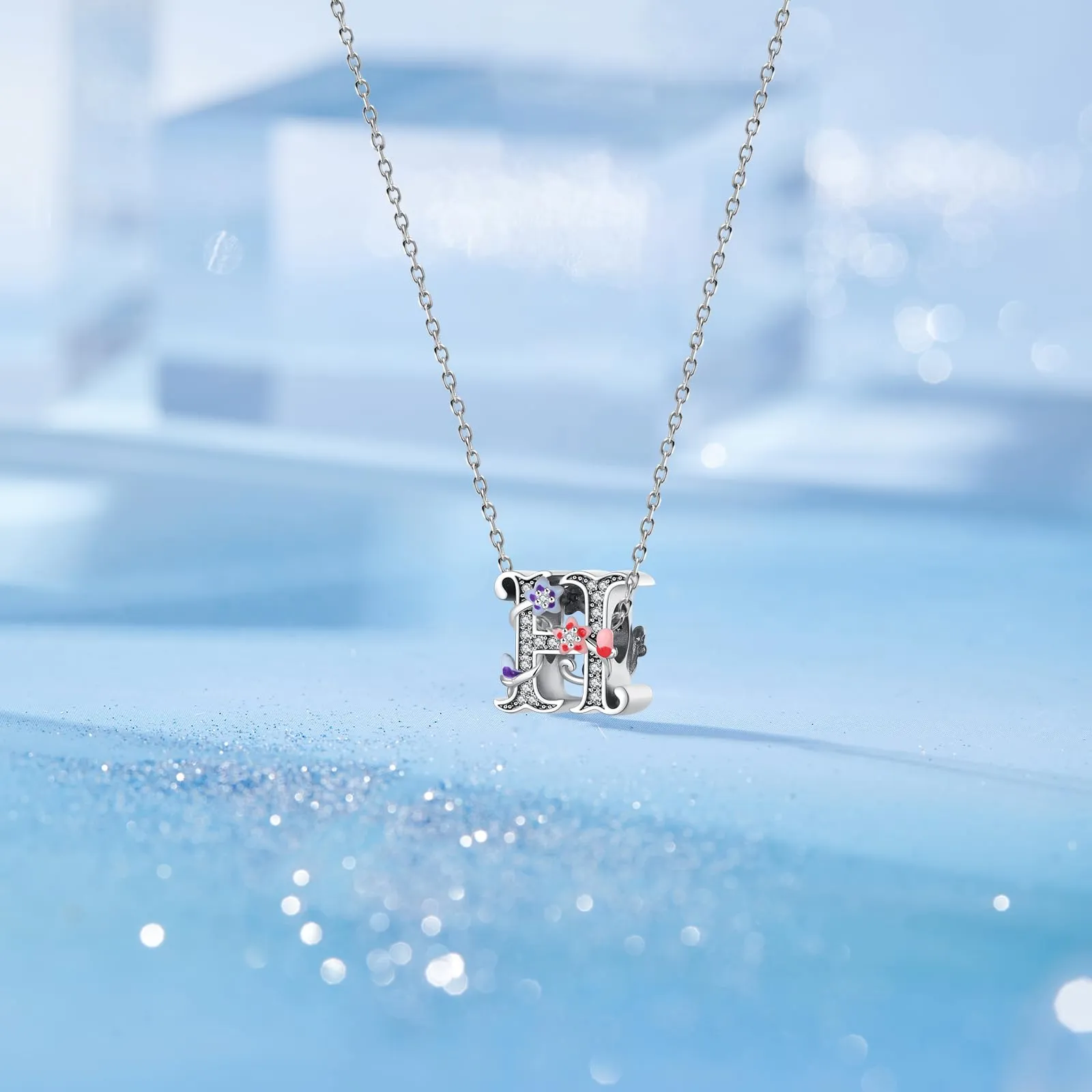 XWN Lettera Bead Charm Ciondolo Alfabeto Argento Sterling 925 con Cubic Zirconia Pendenti per Pandora Braccialetti, Compatibile con Braccialetti e Collane europei - immagine 4