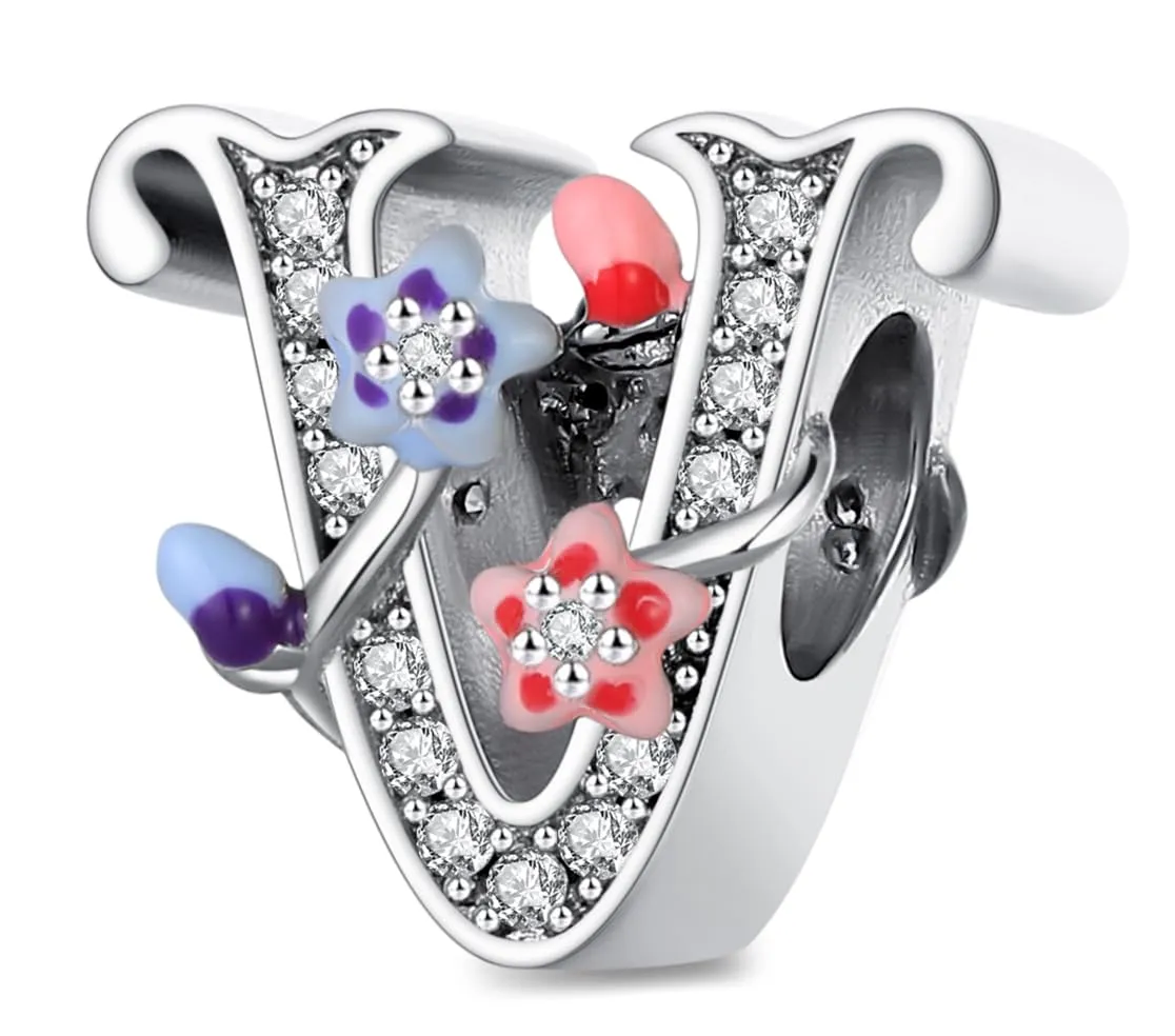 XWN Lettera Bead Charm Ciondolo Alfabeto Argento Sterling 925 con Cubic Zirconia Pendenti per Pandora Braccialetti, Compatibile con Braccialetti e Collane europei - immagine 1