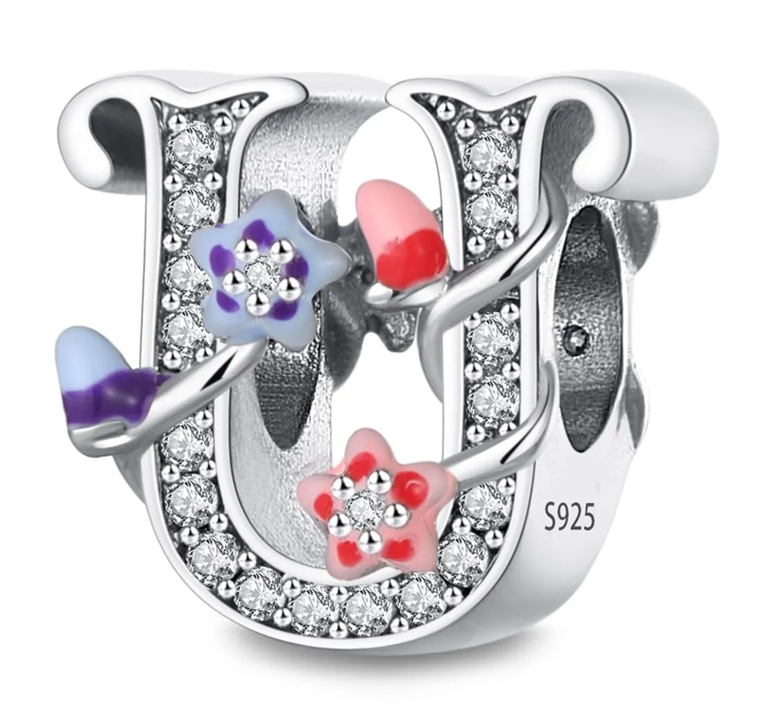XWN Lettera Bead Charm Ciondolo Alfabeto Argento Sterling 925 con Cubic Zirconia Pendenti per Pandora Braccialetti, Compatibile con Braccialetti e Collane europei - immagine 1