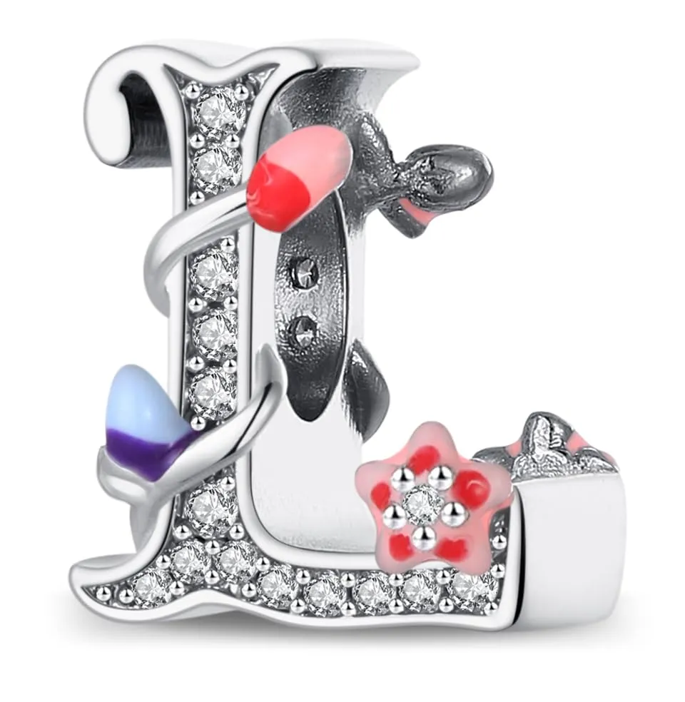 XWN Lettera Bead Charm Ciondolo Alfabeto Argento Sterling 925 con Cubic Zirconia Pendenti per Pandora Braccialetti, Compatibile con Braccialetti e Collane europei - immagine 1