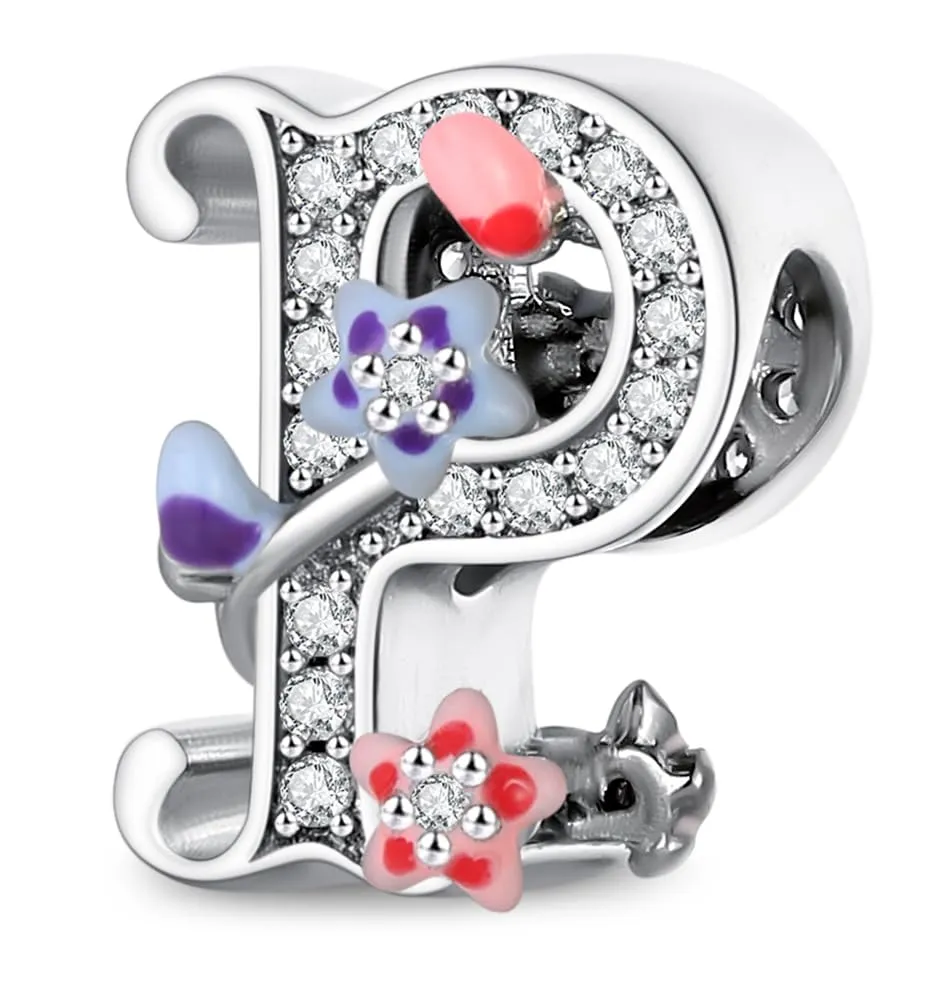 XWN Lettera Bead Charm Ciondolo Alfabeto Argento Sterling 925 con Cubic Zirconia Pendenti per Pandora Braccialetti, Compatibile con Braccialetti e Collane europei - immagine 1