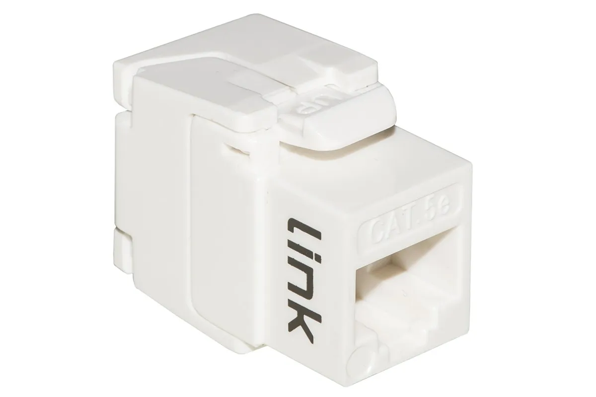 Presa Rete Keystone Jack Rj45 Categoria 5E Utp Tooless Colore Bianco 180° Contatti Dorati 50 Micron - immagine 1
