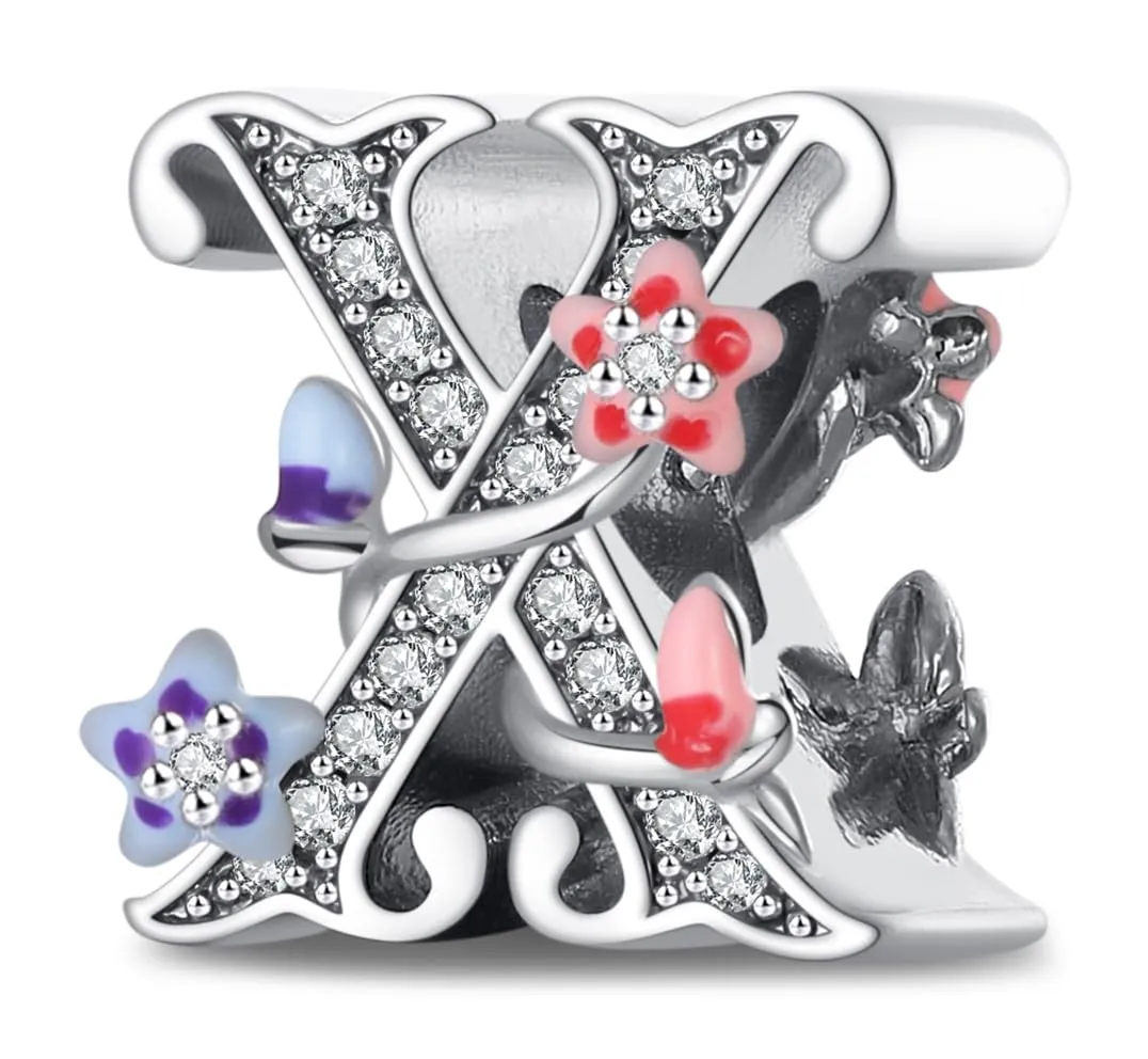 XWN Lettera Bead Charm Ciondolo Alfabeto Argento Sterling 925 con Cubic Zirconia Pendenti per Pandora Braccialetti, Compatibile con Braccialetti e Collane europei - immagine 1