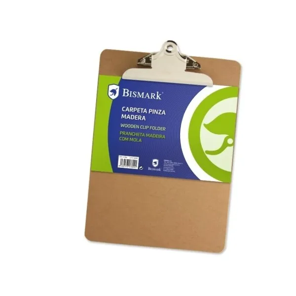 Cartella portablocco Biskmark con base in legno e clip in metallo - Formato a libro - immagine 1