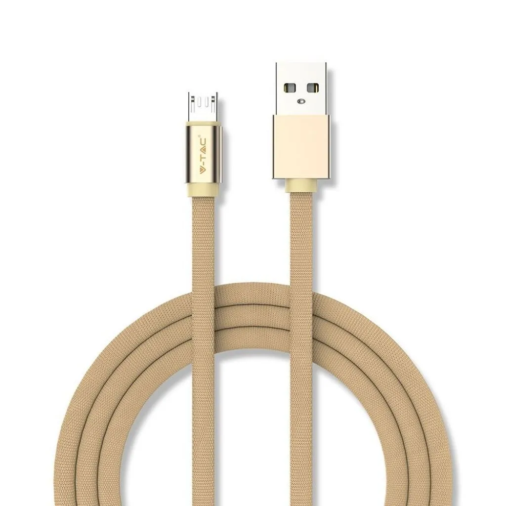 V-TAC Cavo da Micro-USB a USB-A 1m Ricarica Rapida 2.4A Ruby Series Cavo Antigroviglio in Corda Colore Oro - immagine 1