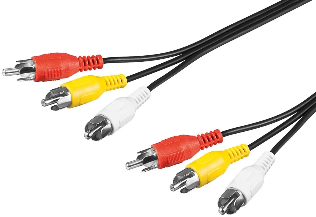 Cavo Audio Video 3 Connettori Rca Maschio/Maschio (2Xaudio 1Xvideo) Mt. 2 - immagine 1
