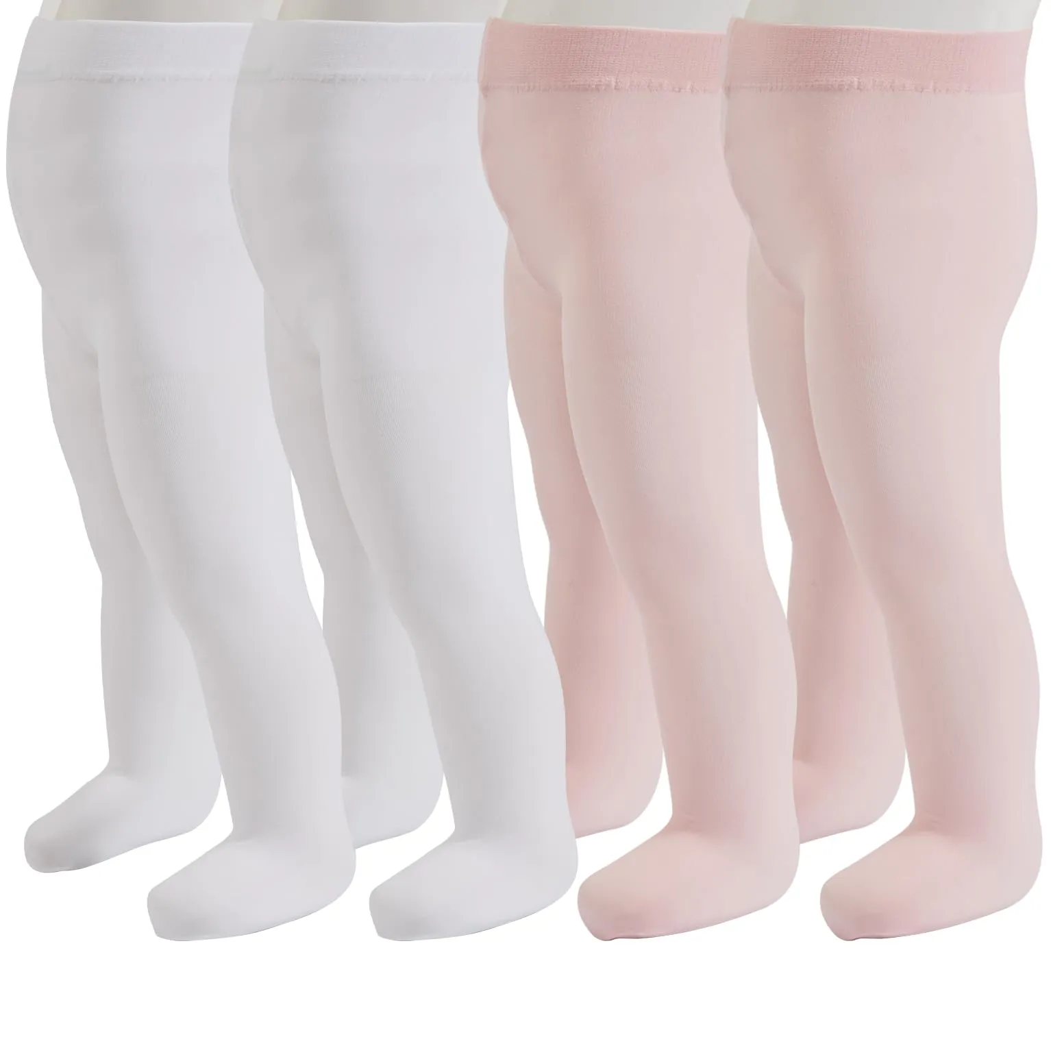 PIKY PACK 4 Paia Collant Neonato in Microfibra 40 Denari, Calzamaglia per Bambini Piccoli Opaca, Taglie dai 3 ai 24 Mesi (IT, Età, 6 mesi, 2 Paia Bianchi+ 2 Paia Rosa) - immagine 1