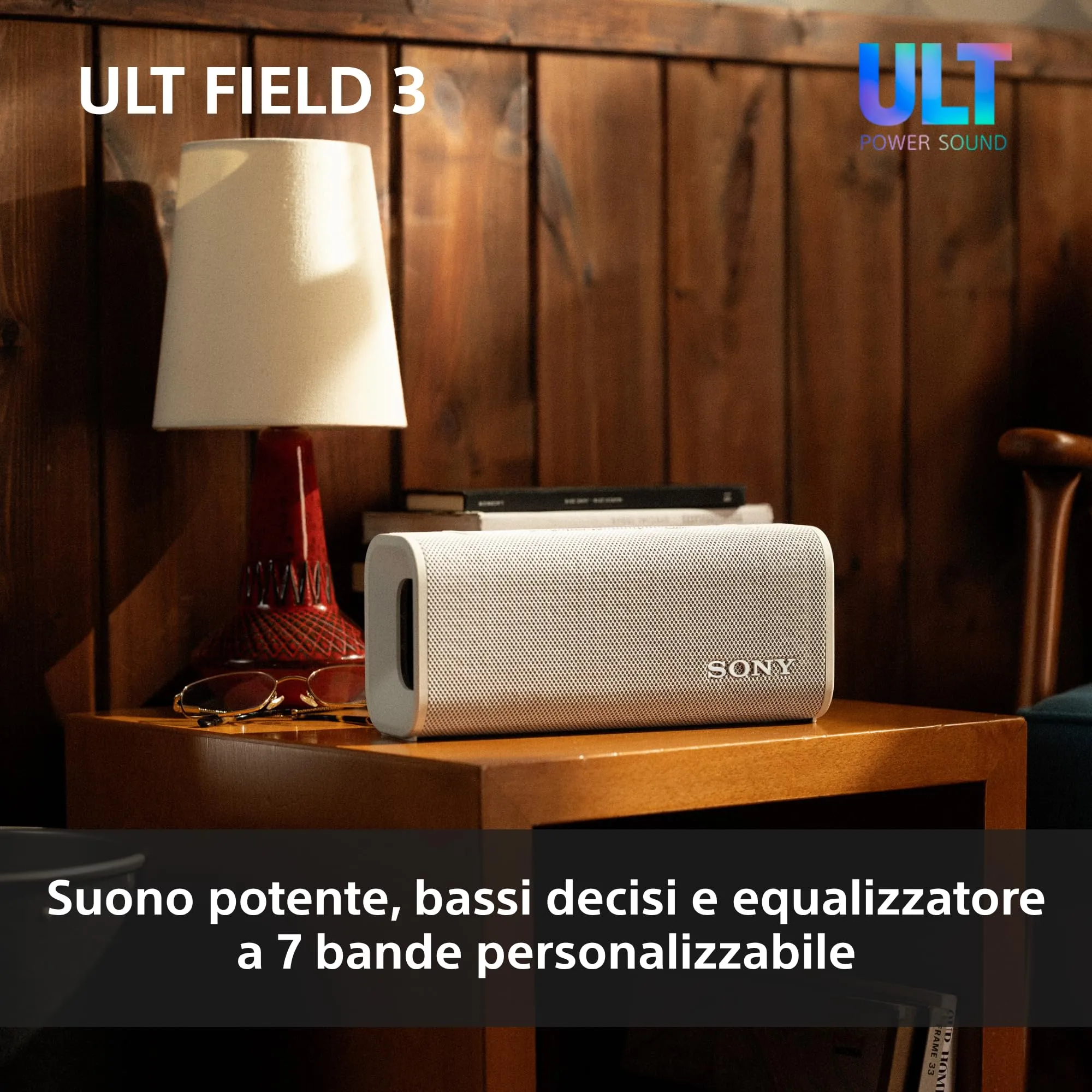 Sony ULT FIELD 3 - Speaker Bluetooth portatile con ULT POWER SOUND, batteria 24 ore, IP67, impermeabile, antipolvere, antiurto, tracolla staccabile, compatto - Blanco Marfil, Foresta Grigia - immagine 3