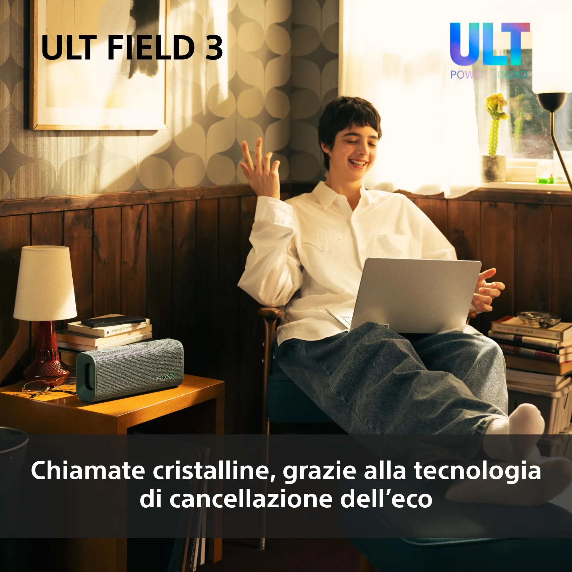 Sony ULT FIELD 3 - Speaker Bluetooth portatile con ULT POWER SOUND, batteria 24 ore, IP67, impermeabile, antipolvere, antiurto, tracolla staccabile, compatto - Blanco Marfil, Foresta Grigia - immagine 9