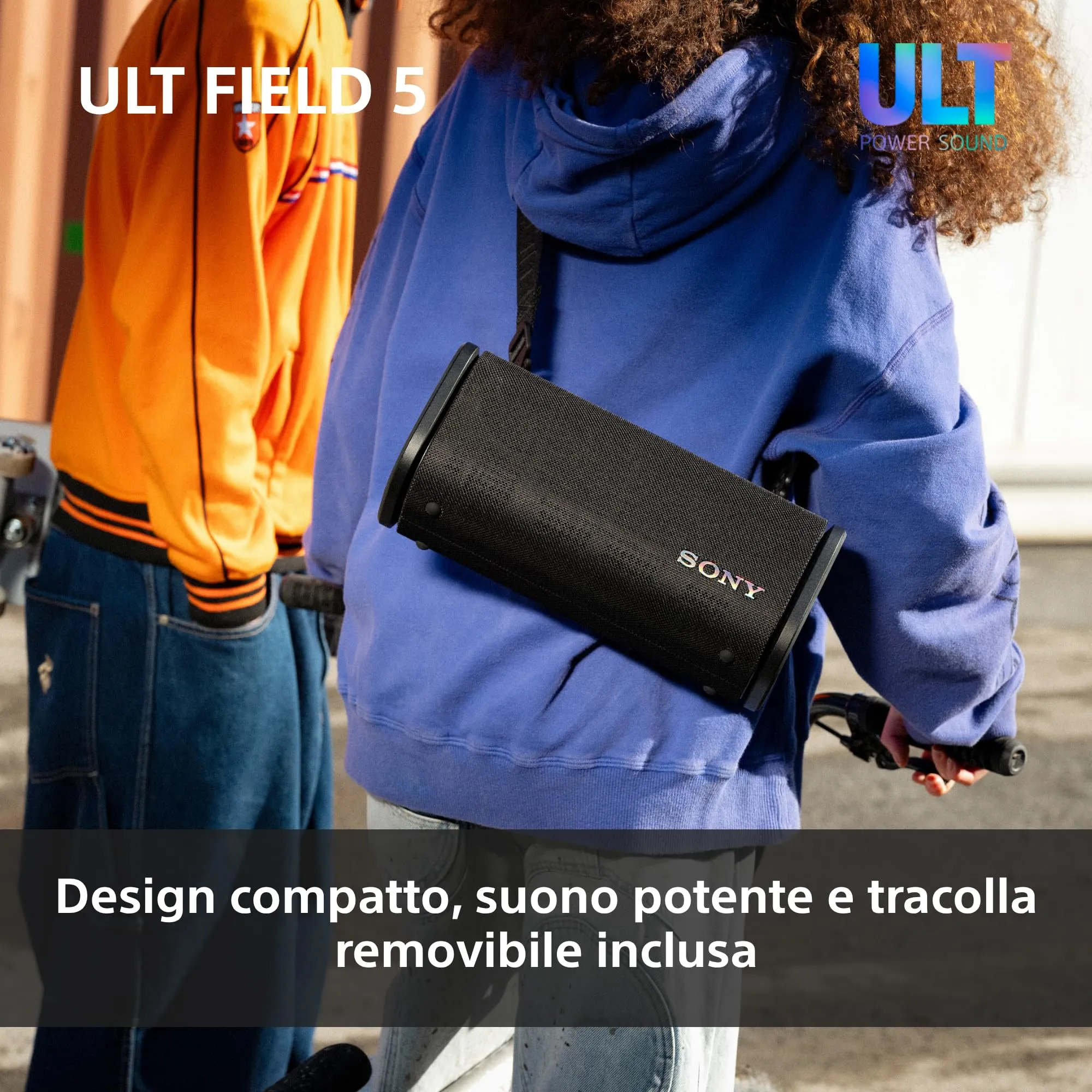 Sony ULT FIELD 5 - Potente speaker portatile Bluetooth, batteria da 25 ore, 2 modalità ULT POWER SOUND, IP67, impermeabile, antipolvere, 360 luci, tracolla staccabile, compatto - Blanco Marfil - immagine 5