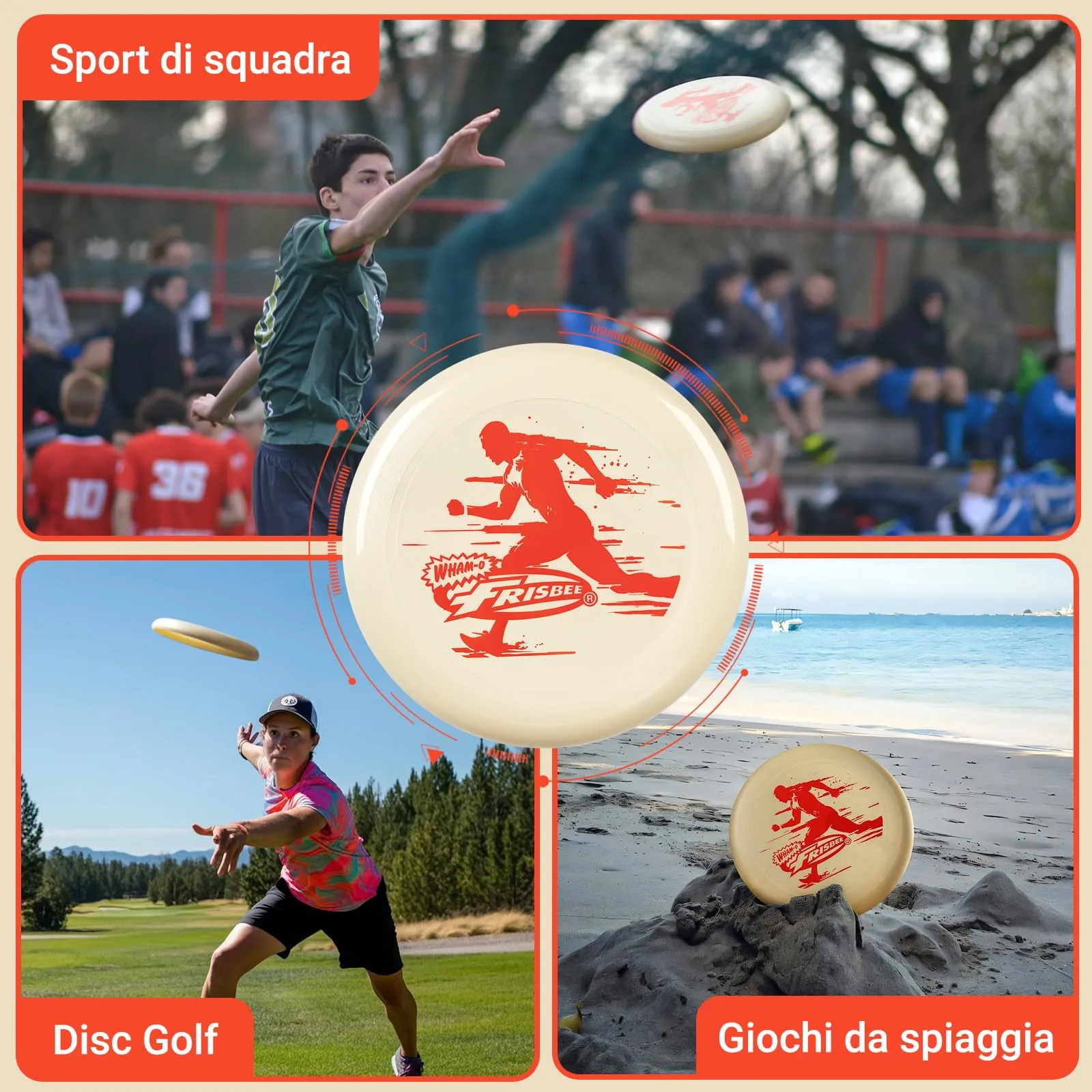 Wham-O Frisbee all Sport Disc 140g, 25.02cm, Impugnatura Resistente e Antiscivolo per Giochi all'aperto, Perfetto per Gli Sport di Squadra e Il Divertimento in Famiglia (81116-V1) - immagine 5