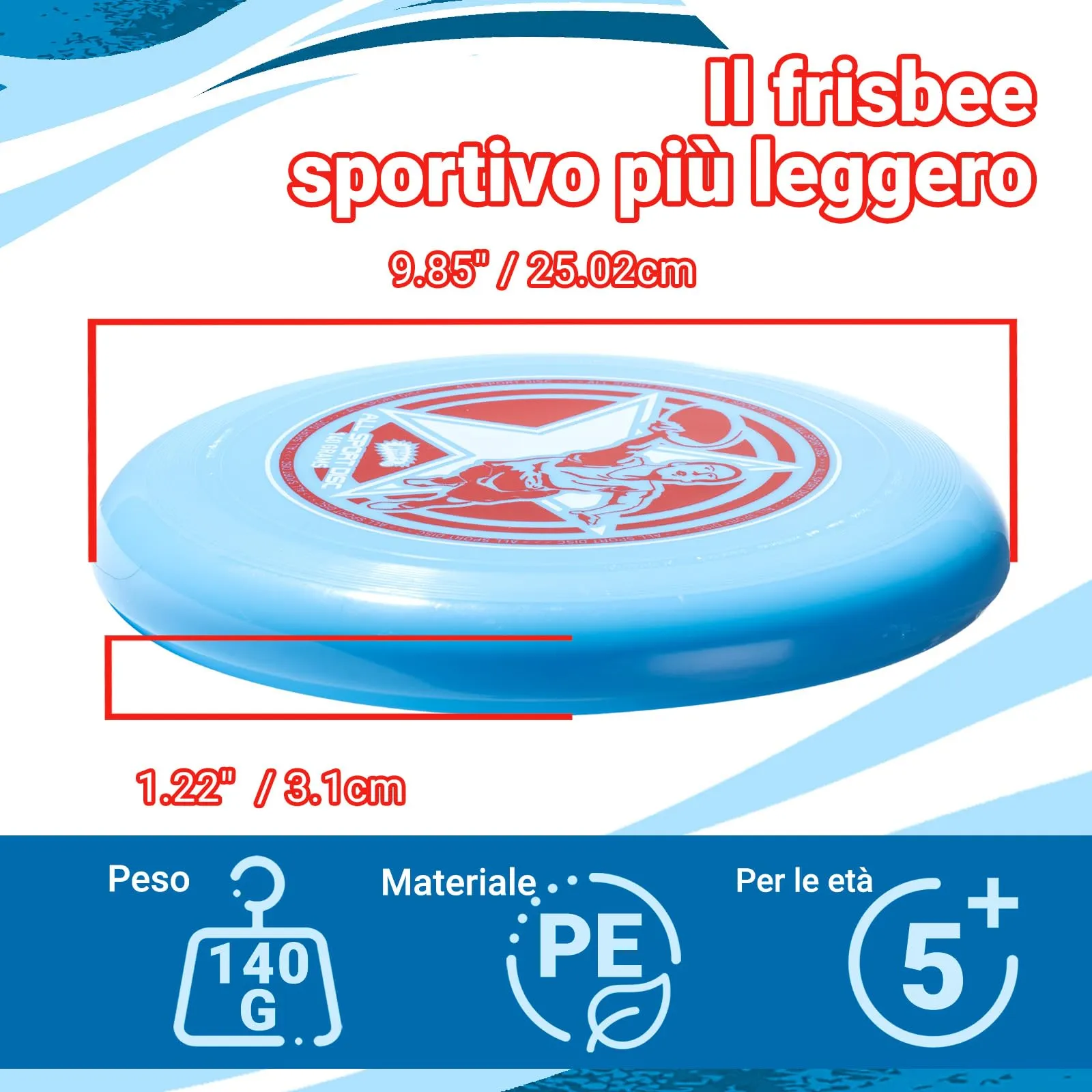 Wham-O Frisbee all Sport Disc 140g, 25.02cm, Impugnatura Resistente e Antiscivolo per Giochi all'aperto, Perfetto per Gli Sport di Squadra e Il Divertimento in Famiglia (81116-V2) - immagine 4