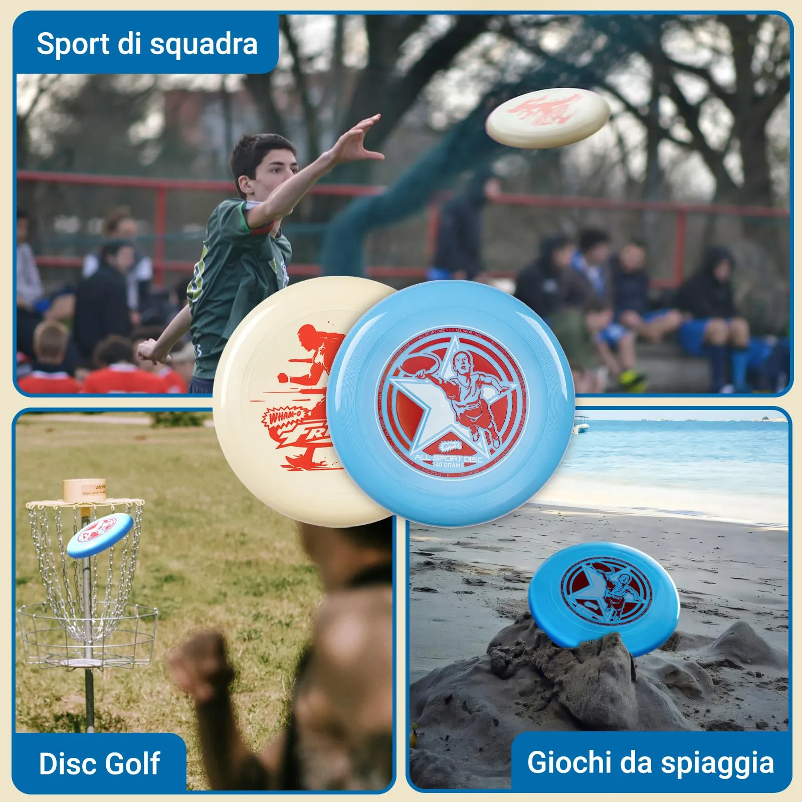 Wham-O Frisbee all Sport Disc 140g, 25.02cm, Impugnatura Resistente e Antiscivolo per Giochi all'aperto, Perfetto per Gli Sport di Squadra e Il Divertimento in Famiglia (81116-V12) - immagine 5