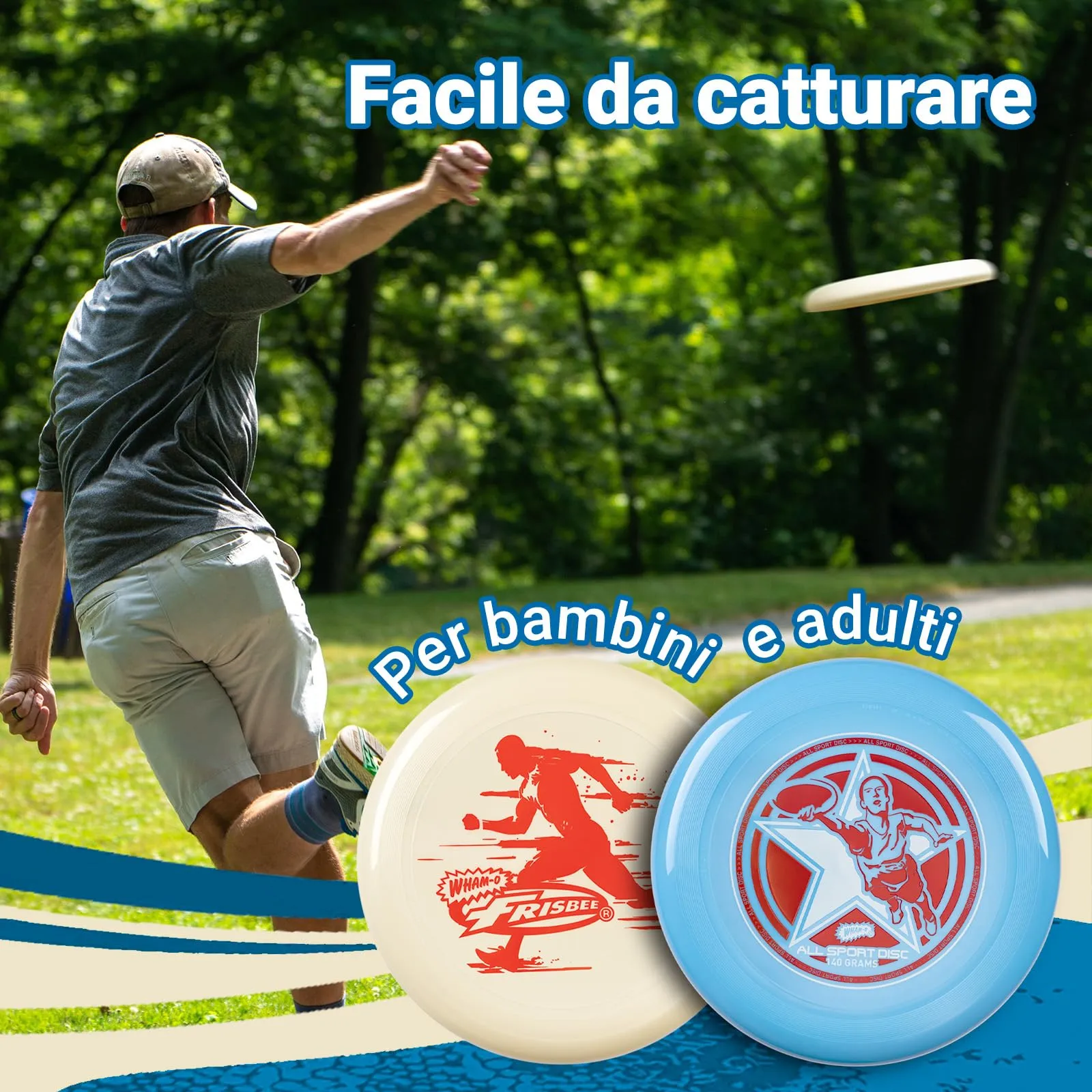 Wham-O Frisbee all Sport Disc 140g, 25.02cm, Impugnatura Resistente e Antiscivolo per Giochi all'aperto, Perfetto per Gli Sport di Squadra e Il Divertimento in Famiglia (81116-V12) - immagine 6