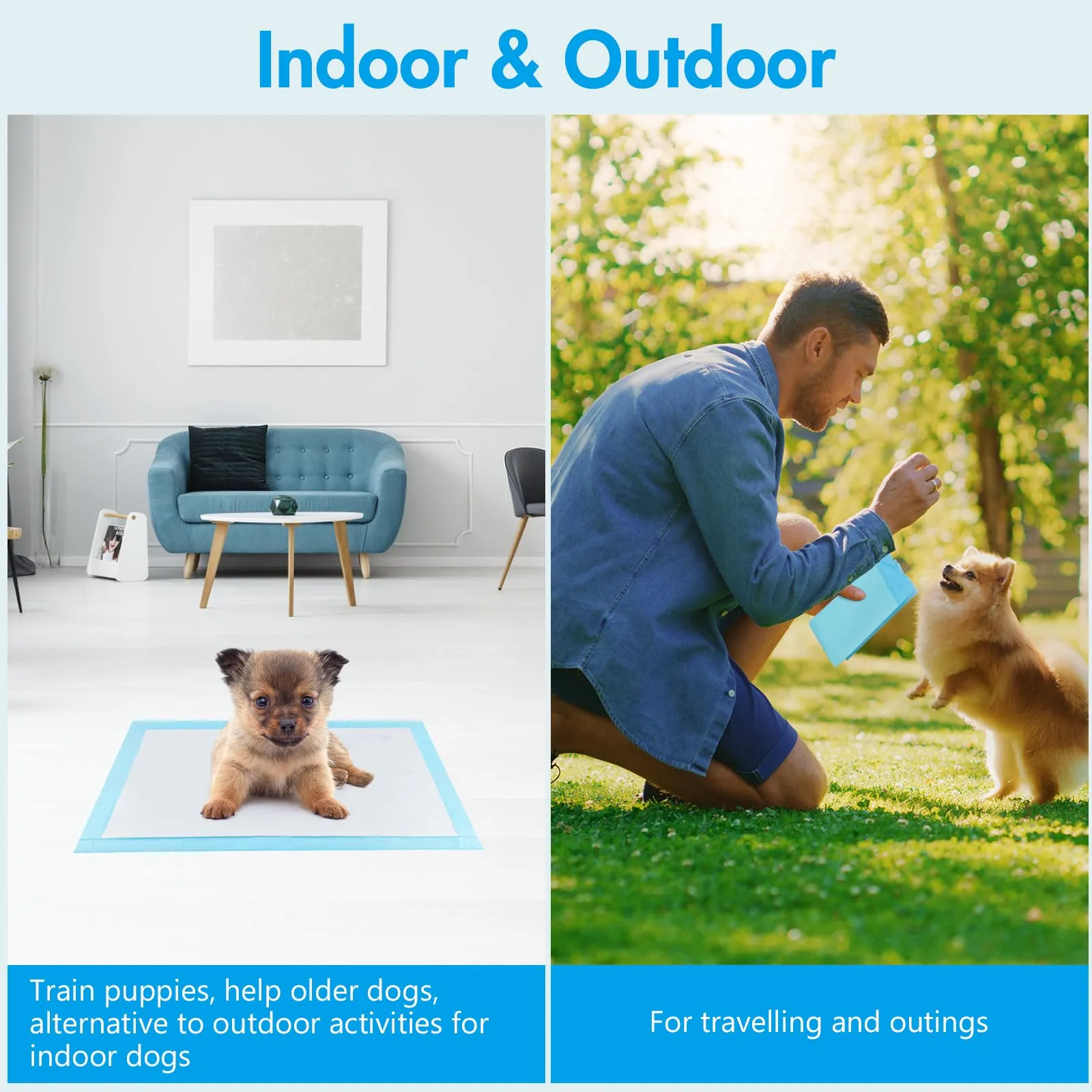 YAMAIDUO 100 Pezzi Tappetini Igienici per Cani, 33 x 45cm Traverse Cani, 5 Strati Tappetini Assorbenti per Cani, Tappetini Cane Superficie ad Asciugatura Rapida - immagine 4
