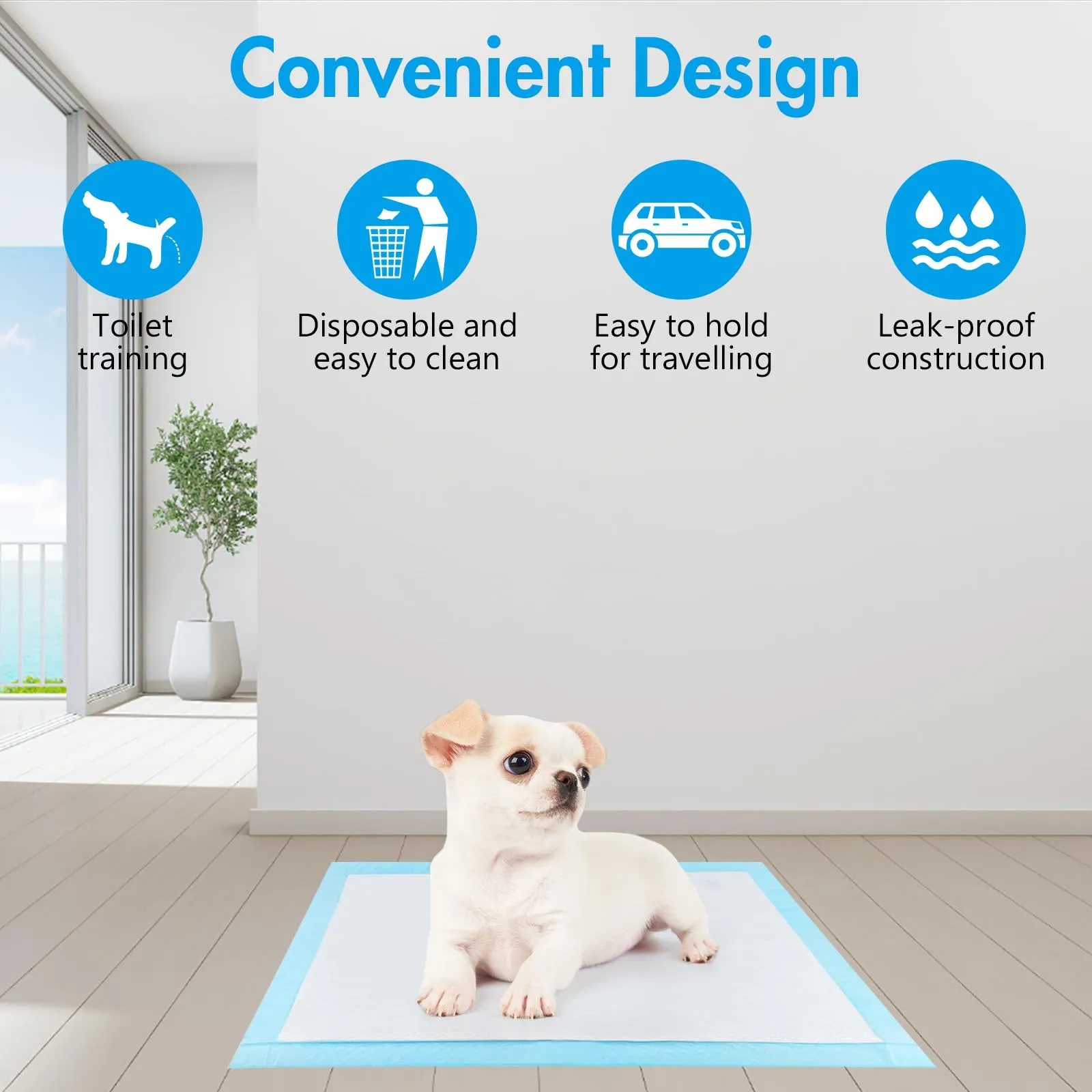 YAMAIDUO 100 Pezzi Tappetini Igienici per Cani, 33 x 45cm Traverse Cani, 5 Strati Tappetini Assorbenti per Cani, Tappetini Cane Superficie ad Asciugatura Rapida - immagine 5