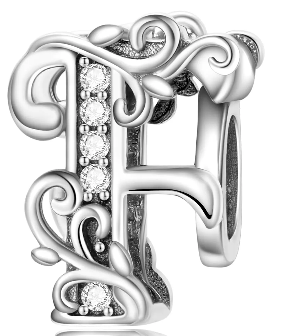 XWN Lettera Bead Charm Ciondolo Alfabeto Argento Sterling 925 con Cubic Zirconia Pendenti per Pandora Braccialetti, Compatibile con Braccialetti e Collane europei - immagine 1