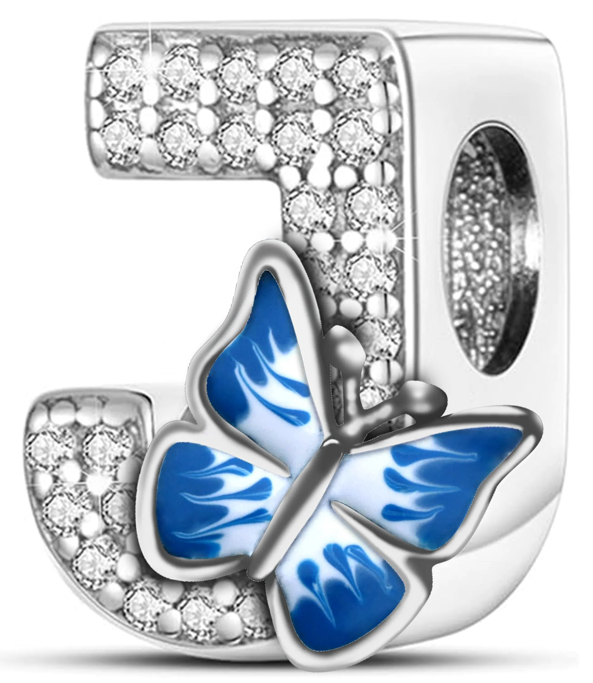 XWN Lettera Bead Charm Ciondolo Alfabeto Argento Sterling 925 con Cubic Zirconia Pendenti per Pandora Braccialetti, Compatibile con Braccialetti e Collane europei - immagine 1