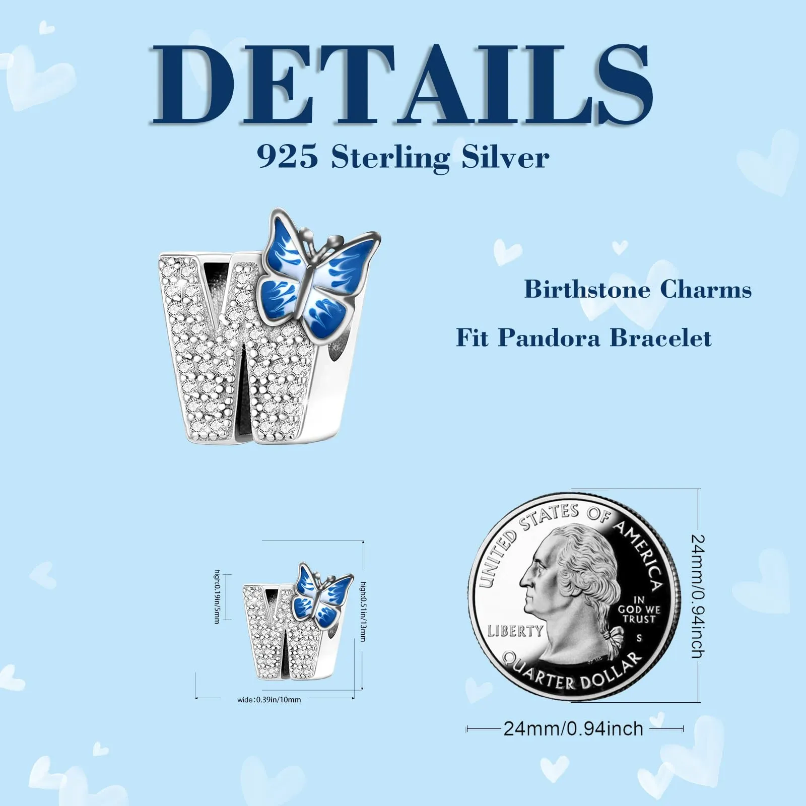 XWN Lettera Bead Charm Ciondolo Alfabeto Argento Sterling 925 con Cubic Zirconia Pendenti per Pandora Braccialetti, Compatibile con Braccialetti e Collane europei - immagine 7