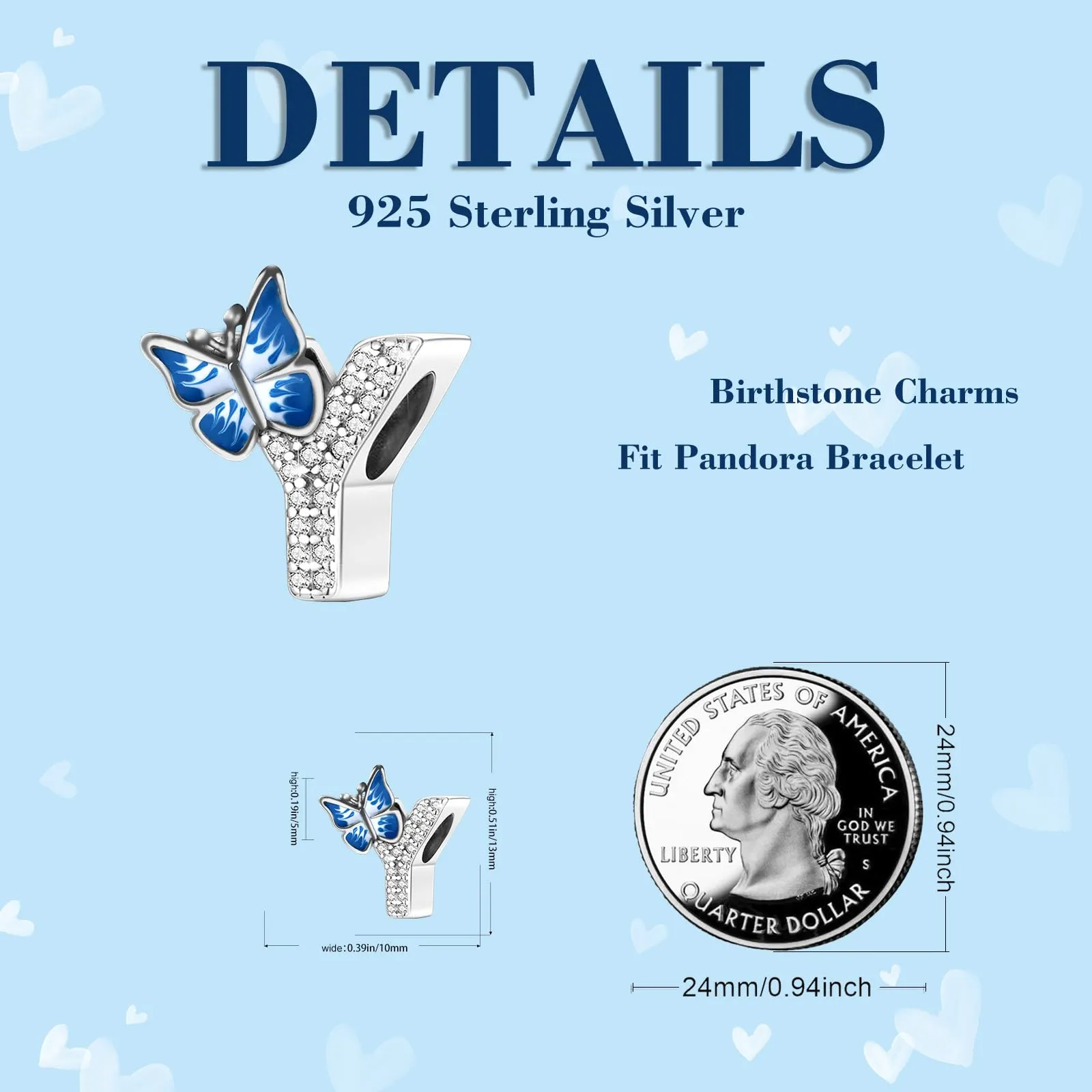 XWN Lettera Bead Charm Ciondolo Alfabeto Argento Sterling 925 con Cubic Zirconia Pendenti per Pandora Braccialetti, Compatibile con Braccialetti e Collane europei - immagine 7