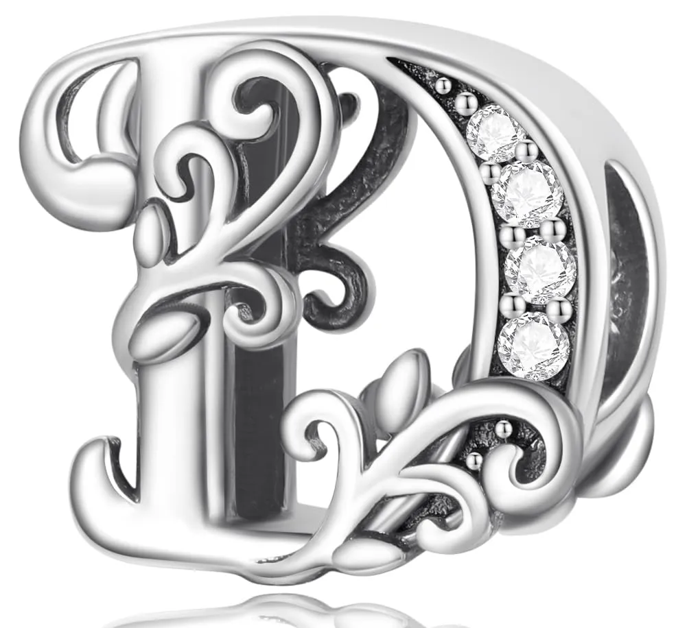 XWN Lettera Bead Charm Ciondolo Alfabeto Argento Sterling 925 con Cubic Zirconia Pendenti per Pandora Braccialetti, Compatibile con Braccialetti e Collane europei - immagine 1